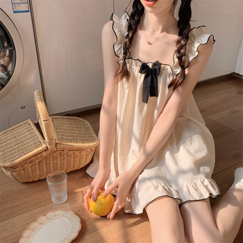 奇物说简约可爱小吊带睡衣女夏薄款纯欲宽松吊带短裤家居服两件套xl