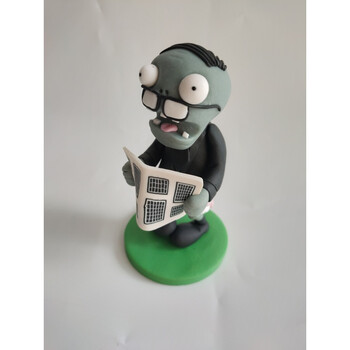 手工软陶泥创意植物大战僵尸游戏模型雕塑泥土儿童玩具公仔 读报僵尸