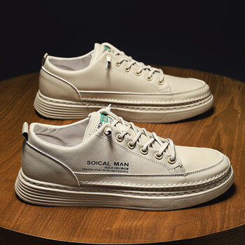 抒融小白鞋潮流学生男鞋板鞋真实踩线平底休闲鞋 米色 44