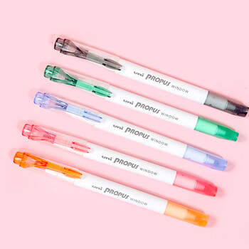 uni三菱（uni）双头荧光记号笔 学生作业手账绘画标记笔彩色笔 细0.4mm粗4mm PUS-103T 1支/袋 烟红色