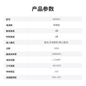 璞致FPGA 四通道高速ADC AD9643 14bit 250Msps FMC LPC LVDS PZ-FL9643D