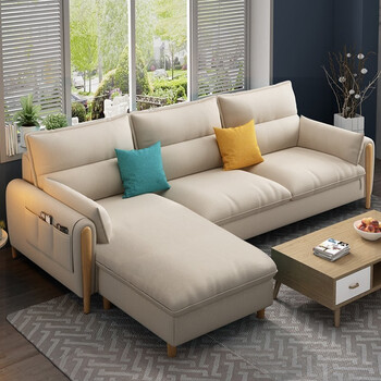 趣鹿小户型布艺沙发现代简约科技布北欧小公寓客厅三人布沙发组合套装