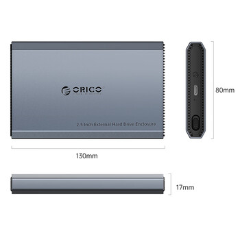 奥睿科(ORICO)移动硬盘盒2.5英寸Type-C3.1SATA串口机械/SSD固态硬盘笔记本电脑台式机全铝外置盒子DD25