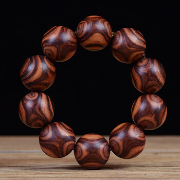 mpm老挝手串烟花纹藤香木降香木留疤酷似海黄佛珠念珠男女手链 20mm*