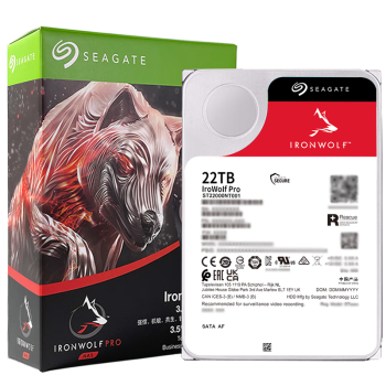 希捷（SEAGATE）NAS硬盘22TB 企业级 512MB 7200转 CMR垂直 SATA 希捷酷狼PRO 机械硬盘 550年负载 数据恢复服务