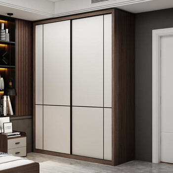 旭媛推拉门卧室柜简约现代白色大衣橱储物柜子可定制一门到顶高衣柜