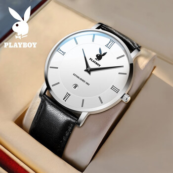 花花公子(playboy)情人节礼物手表男学生青少年石英表超薄简约防水男