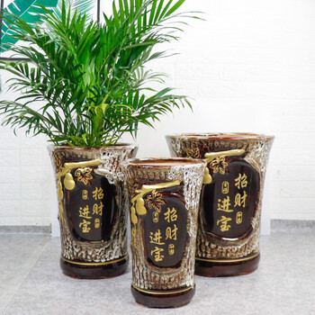 陶瓷花盆发财树花盆大花盆绿萝花盆高款陶瓷花盆 招财进宝矮款 小号