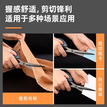 得力（deli）210mm黑刃防锈剪刀  办公家用生活手工剪纸刀 办公用品 蓝色6010-S