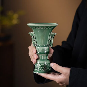 汝瓷绿釉高爵杯　酒器 爵杯 古玩 旧家収蔵 爵 陶芸　古美術品 古代酒器- 京东