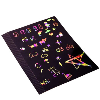 TaTanice儿童刮画纸8K幼儿园炫彩刮刮画彩色小学生刮刮纸挂画纸刮画纸10张美育工具