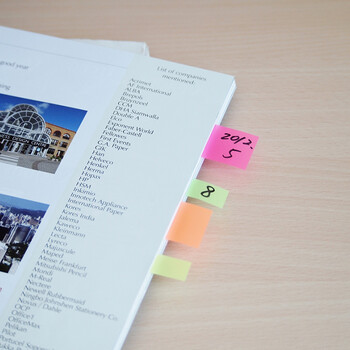 N次贴(STICKN) 80张4色荧光膜指示标签贴45*12mm抽取式便利贴便签条记事贴34054