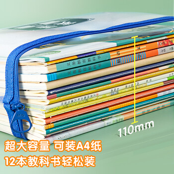晨光（M&G）单层A4文件袋小学生透明网格学科分类袋 试卷科目分类拉链袋书本作业袋 4个装ADM929WD