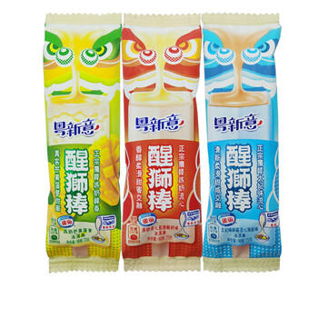 粤新意醒狮棒炼奶芒果菠萝冰淇淋炭烧酸奶雪糕海盐冰激凌75克 炭烧