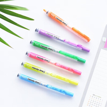 派通（Pentel ）SXS15 按动荧光笔 手账记号笔标记笔 伸缩式大容量荧光笔可换芯 4.5mm 粉色