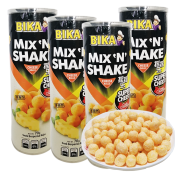 BIKA 薯片零食 70g/袋 马来西亚进口 膨化食品 薯条 宿舍小零食 4桶 摇摇乐芝士球