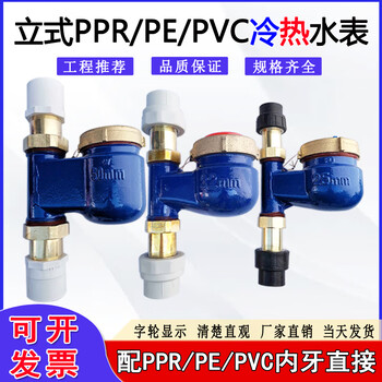 仁聚益立式ppr63水表旋翼式丝扣垂直PE50冷水表家用PVC内牙直接竖式水表 黑色PE63内牙直接立式下进热水表【图片 价格 品牌 报价】-京东