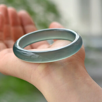 缘诗芸yuanshiyun马达加斯加库里蓝高冰玉髓手镯高冰透玛瑙镯子玉镯54