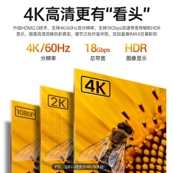 山泽HDMI线2.0版4K数字高清线 2米3D视频线工程级 笔记本电脑机顶盒连接电视投影仪显示器数据线HDK-20