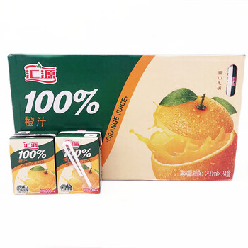 汇源100%橙汁200ml*24盒/箱果汁纯果汁 一箱24盒
