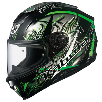 日本ogk头盔空气刀5代车头盔全盔kabuto四季摩旅大码盔 亮面wind黑绿