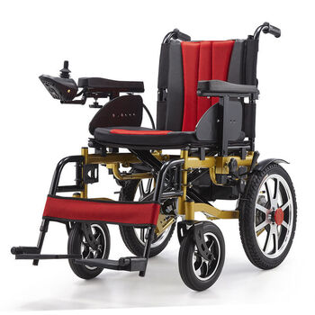 药房直售电动轮椅车可折叠轻便全躺老年残疾人自动智能四轮金色车架