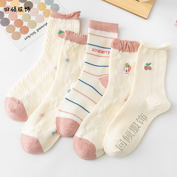 回倾袜子女纯棉长袜薄款高腰初中学生潮袜可爱长筒春秋夏季款花边女生
