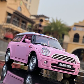 迪达鹿粉红色宝马迷你mini合金车模男孩礼物儿童玩具声