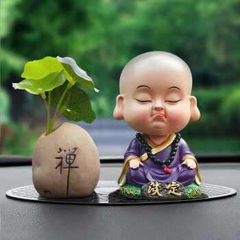 昌迎 可爱摇头小和尚汽车摆件车载网红淡定公仔保平安车内车上装饰
