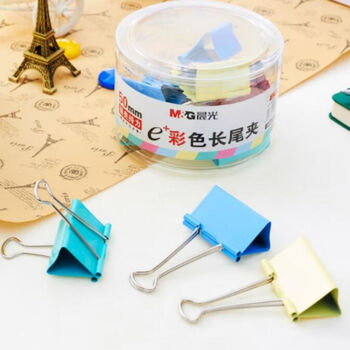 晨光(M&G)文具ABS92738  1号50mm  彩色长尾夹 大号金属票据夹 Eplus系列办公燕尾夹 12个/盒 5盒