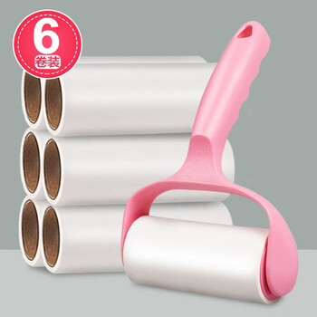 妙然粘毛器粘毛滚筒10cm1器6卷300撕可撕式衣服宠物除毛粘尘纸除尘器