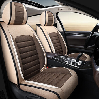 20152016款2017新款经典普拉多汽车坐垫四季亚麻座垫全包围座套米咖色