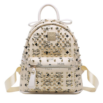 calvin klein女士潮流背包时尚双肩包朋克街头风包 杏米色