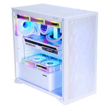 先马（SAMA）朱雀6 白色 游戏电脑主机箱 前板网孔/玻璃侧透/235mm宽体/支持背插式主板、410mm显卡、360水冷位
