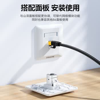 山泽超六类直通网络模块 网线对接头锌合金屏蔽CAT6A万兆高速网络直通头面板配线架直通头模块MKQ-6A