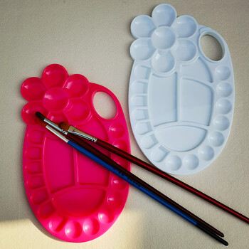 【全网低价】芬尚 儿童彩色颜料盘 幼儿园美术绘画调色盘可装水粉水彩颜料 红白24*14.5cm（两个装）