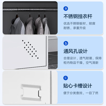 奈高（NAIGAO）更衣柜铁皮柜办公柜储物柜带锁宿舍柜浴室柜员工存包柜二门衣柜