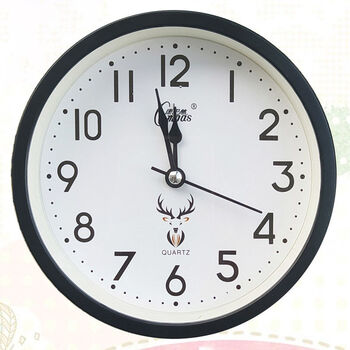 小闹钟学生石英钟卡通儿童座钟小表净音卧室时间表起床铃声 黑色圆形