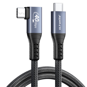 ULT-unite USB4全功能线8K高清投屏兼容雷电4/5侧弯PD100W快充iPhone15笔记本电脑平板硬盘盒高速传输1米