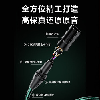 开博尔（Kaiboer）卡侬线镀银公对母平衡线音响麦克风XLR卡农线音频线音箱平衡连接线 公对母1.5米