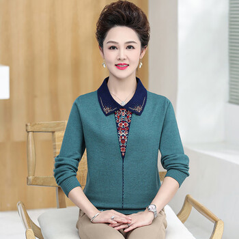 夏汐辰加肥加大新款妈妈秋冬装羊毛衫中年妇女毛衣老年人女加肥加大码
