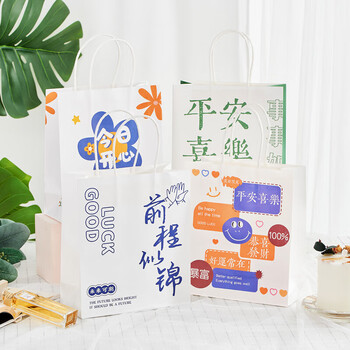 欧利文礼品袋小号包装袋伴手礼大号纸袋生日手提袋儿童袋子粉红花酿10个装3C数码全网低价