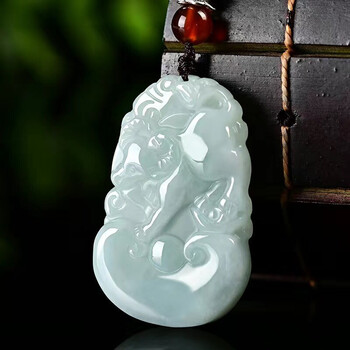 缅甸玉石翡翠十二生肖挂件平安吊坠男女友生日礼物饰品生肖牛礼盒证书