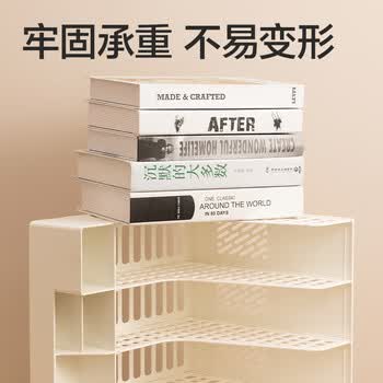 得力（deli）文件框栏莫兰迪桌面档案收纳盒办公室报告书籍学生书立架文件篮筐置物整理架自带笔筒 白色