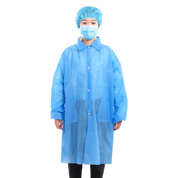 新特丽 一次性无纺布蓝色大褂隔离透气实验参观服防尘防护工作服