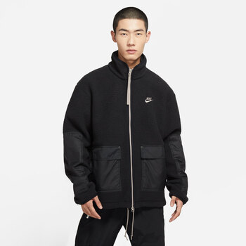 耐克nike官方男子加绒夹克外套摇粒绒运动叠搭刺绣dv8183010黑黑黑