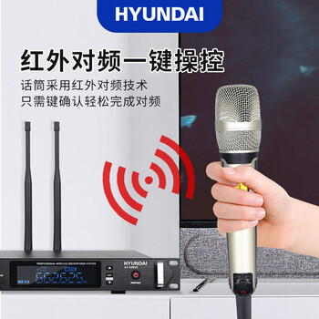 现代（HYUNDAI） AT-8000S 真分集U段视频会议无线话筒 一拖二远距离舞台演出K歌学校会议婚庆主持专业麦克风
