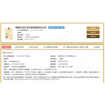 新疆亿丰矿业开发有限责任公司股权招商公告