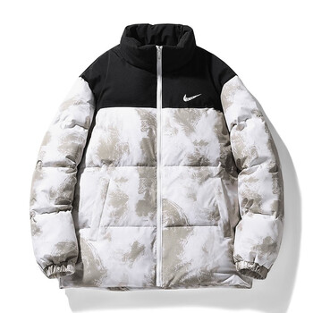 耐克顿羽绒服男士立领迷彩上衣冬季新款青年潮流加厚保暖外套男卡其色