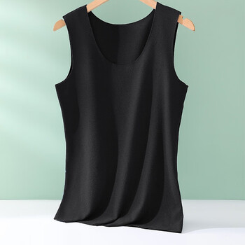 内衣无痕双面德绒背心薄款内穿男士坎肩打底衫黑色l码建议100125斤
